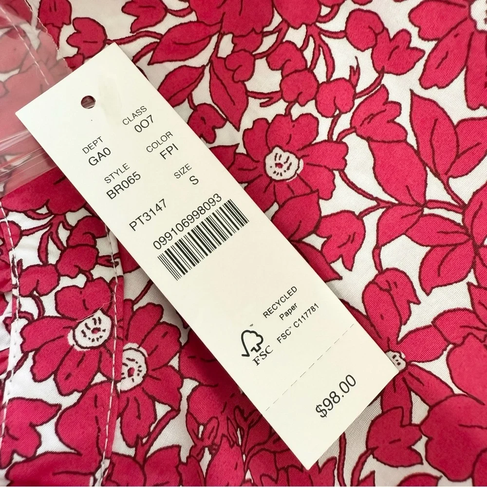 J. Crew Floral Popover Blouse Blushing Meadow Sz S NWT